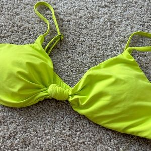 Andie The Santorini Bikini Swim Top - Neon Green Yellow, Sz L